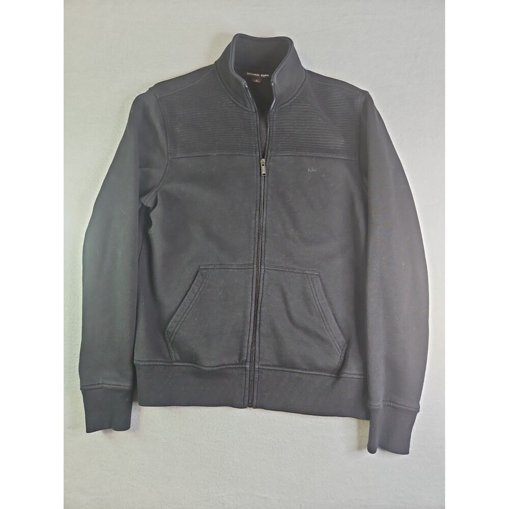 Men's Michael Kors Full Zip Black RibbedYoke Fleece Lined Jacket M